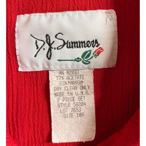 D.J. Summers Womens Red & Black Button-Up Short Sleeve Blouse Size 10P - Picture 6 of 6